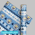 Manchester City FC Christmas 2 Sheets & 2 Tags Gift Wrap