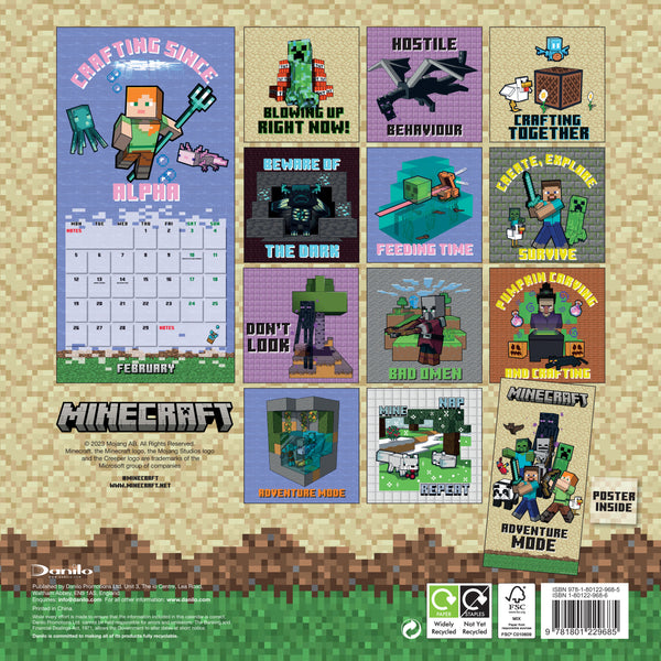 Minecraft 2024 Square Wall Calendar : Danilo: : Livres