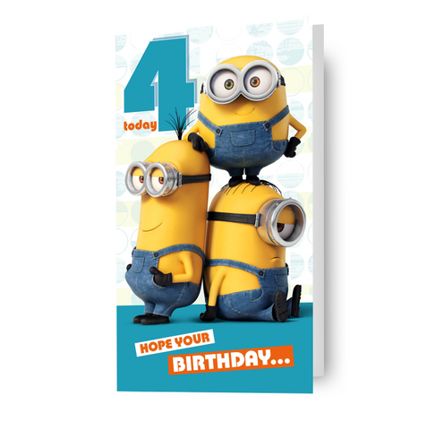 Minions Movie Age 4 Birthday Card