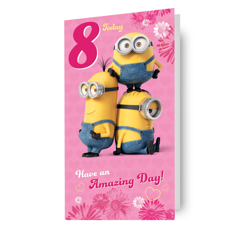 Despicable Me Age 8 Birthday Card