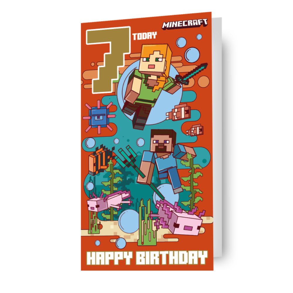 Minecraft Age 7 Birthday Card