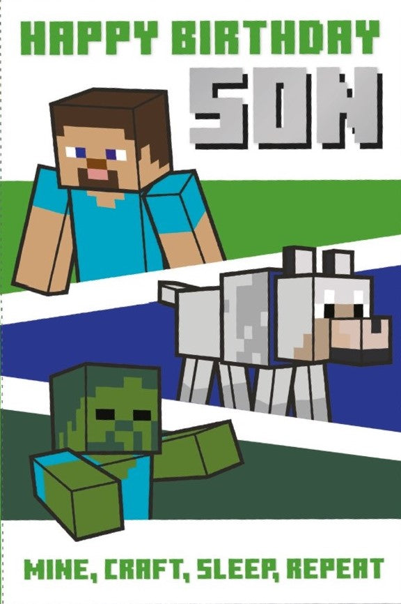 Minecraft Zoon Verjaardagskaart