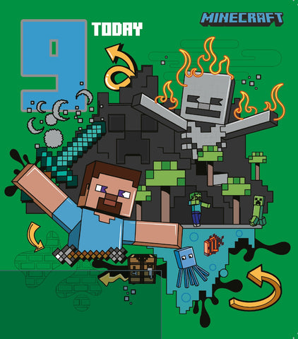 Minecraft 9th Birthday Card