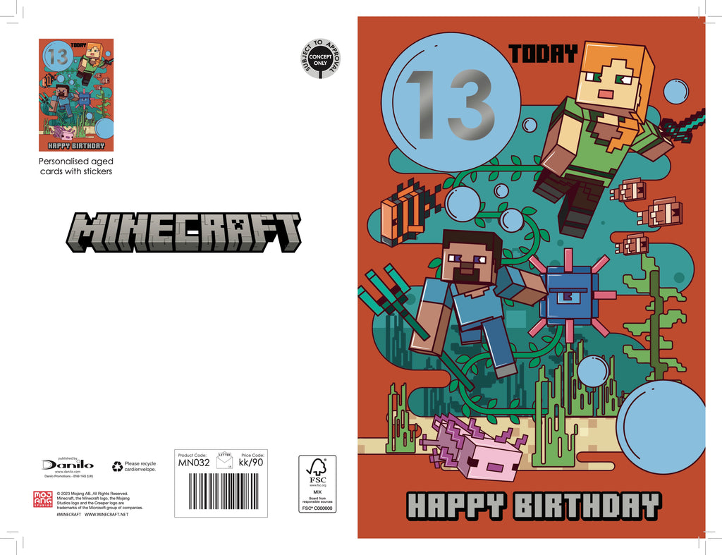 Minecraft Age Sticker Verjaardagskaart