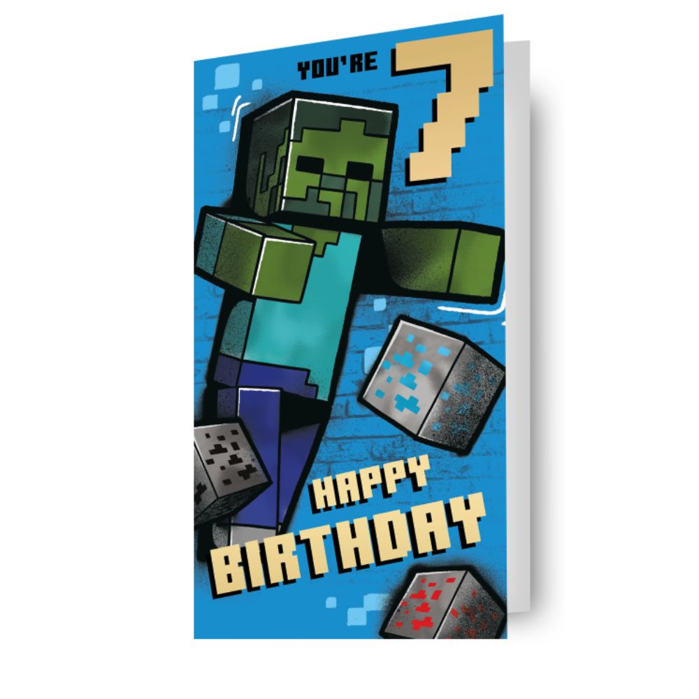 Minecraft Age 7 Birthday Card