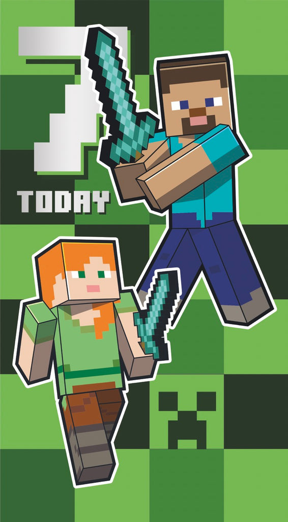 Minecraft Age 7 Birthday Card