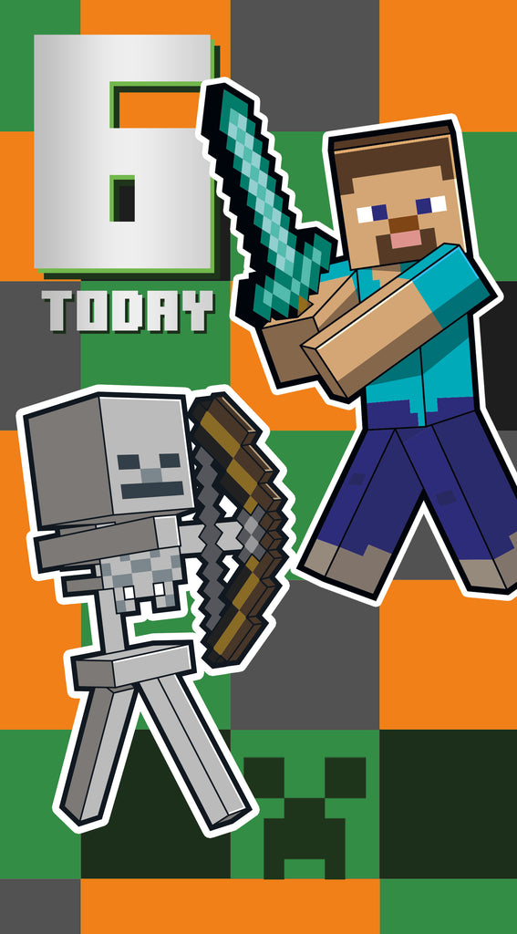 Minecraft Age 6 Birthday Card