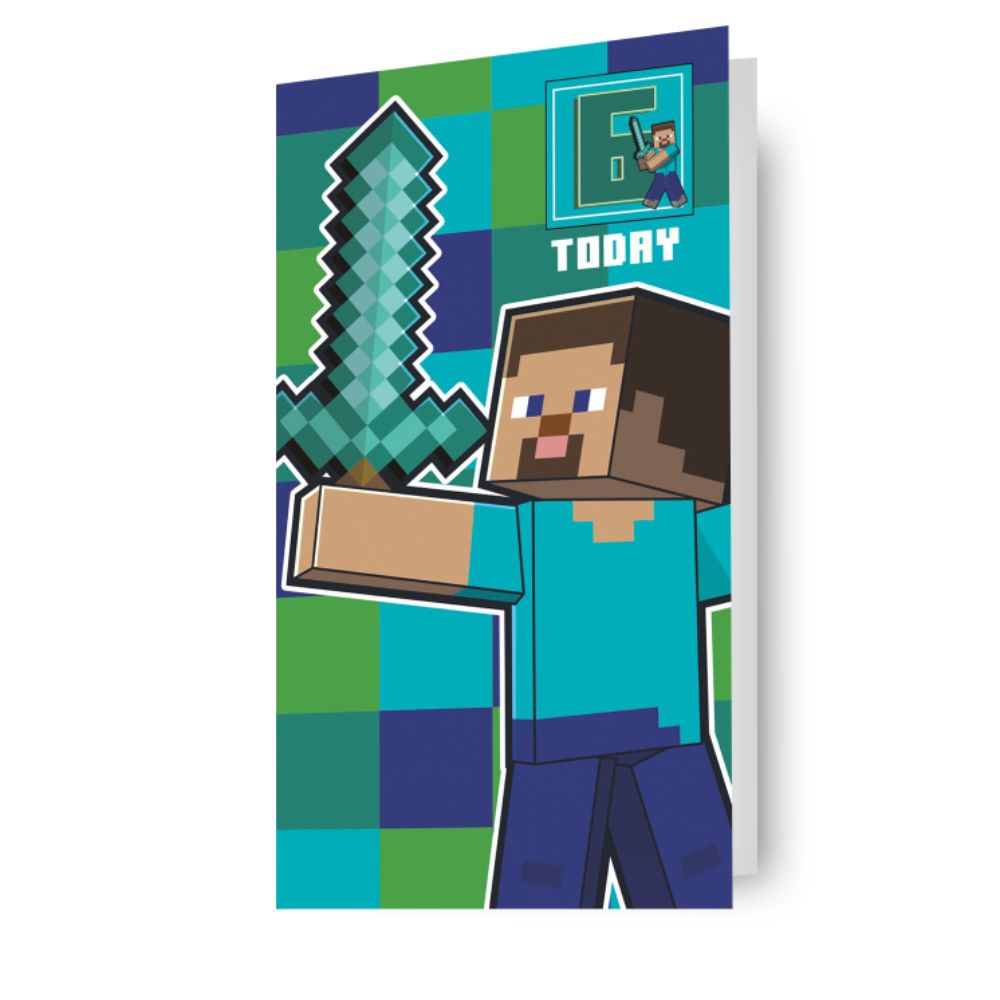 Minecraft Multi Ages 5-8 Sticker Birthday Card
