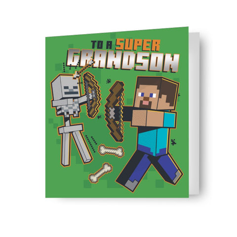 Minecraft Grandson Birthday Card
