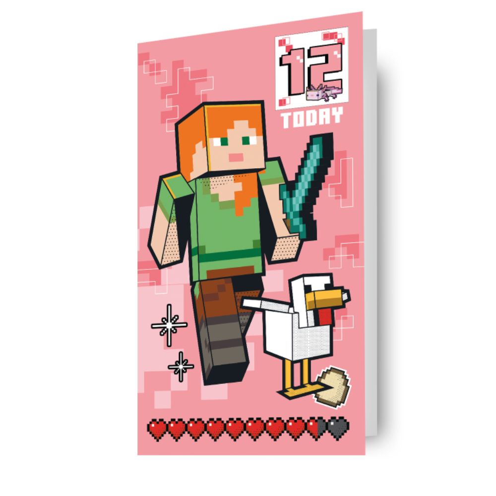 Minecraft Multi Ages 5-12 Sticker Birthday Card