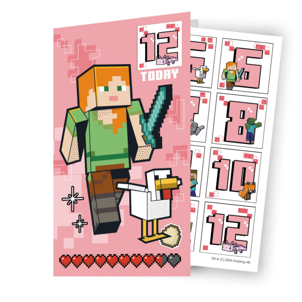 Minecraft Multi Ages 5-12 Sticker Birthday Card