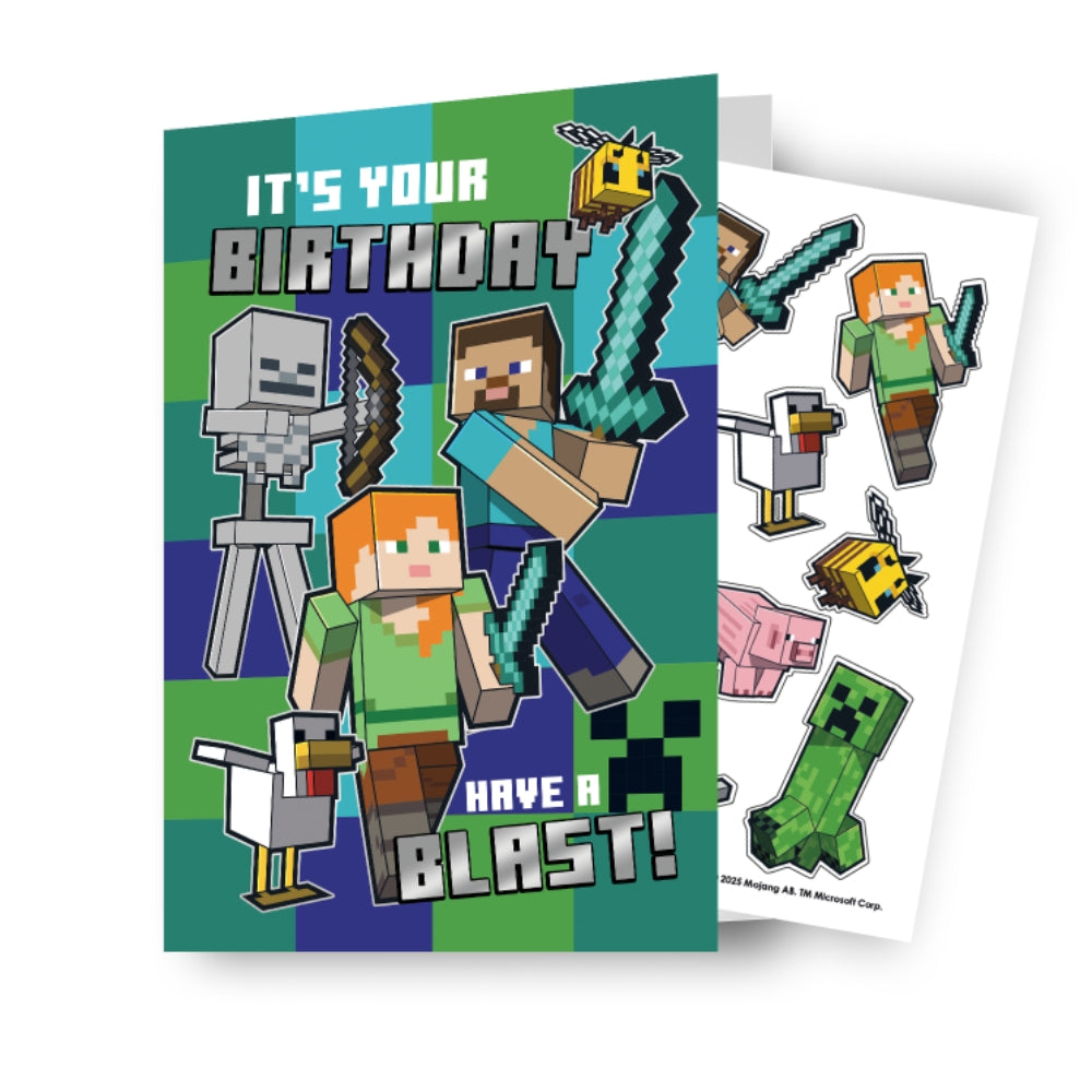 Minecraft Sticker Birthday Card
