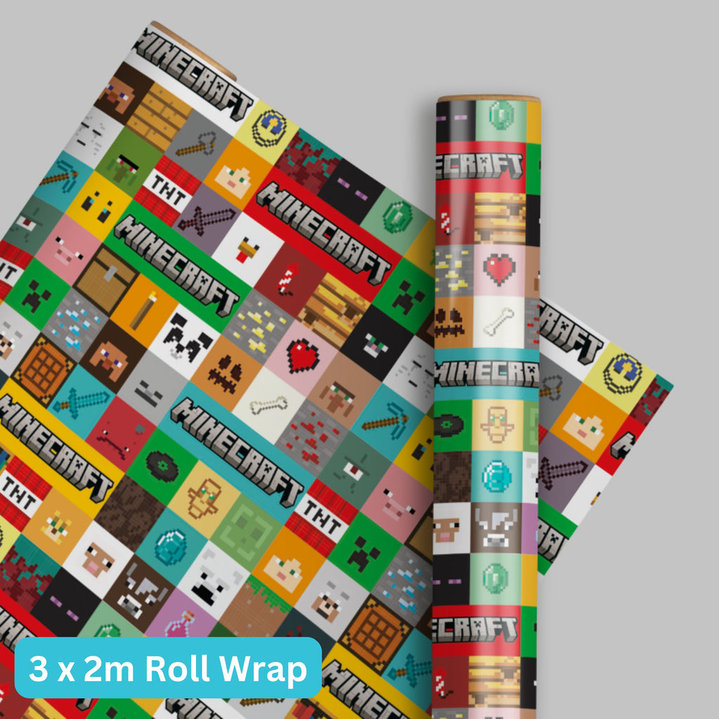 Minecraft Gift Wrap Roll 2m x 3 Pack
