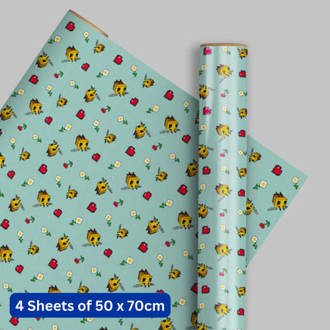 Minecraft 4 Sheets & 4 Tags Gift Wrap Bundle