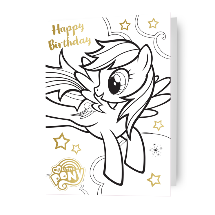 Biglietto d'auguri a colori My Little Pony con poster pieghevole