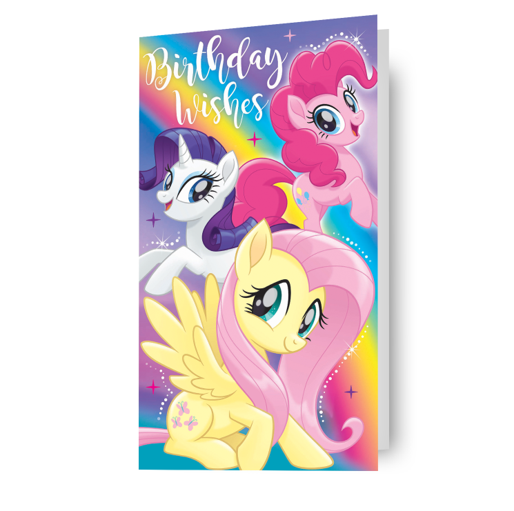 Gepersonaliseerde verjaardagskaart van My Little Pony met stickervel