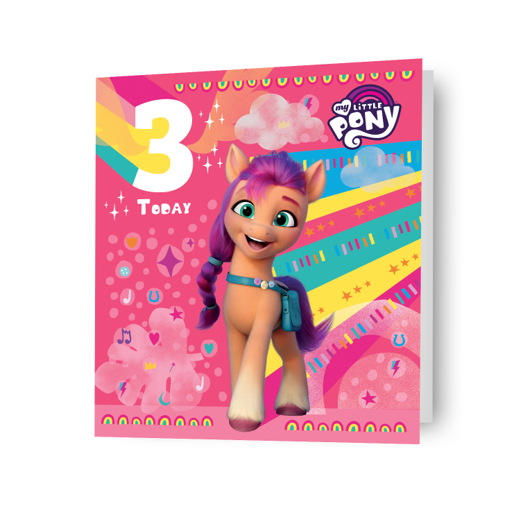 My Little Pony verjaardagskaart voor 3 jaar