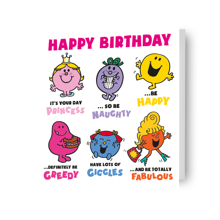 Mr Men & Little Miss Girls 'Happy Birthday' Card