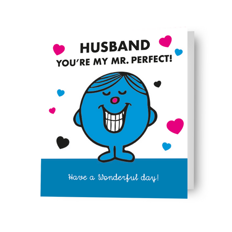 Mr Men & Little Miss 'Mr Perfect Husband' Birthday Card