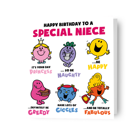 Verjaardagskaart Mr Men & Little Miss 'Special Niece'