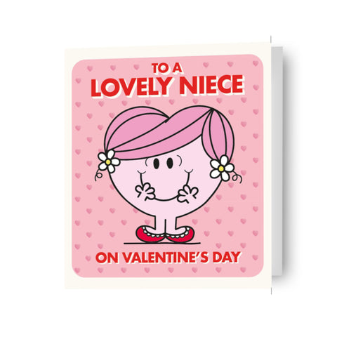 Nipote Valentines Day Card Mr. Men & Little Miss 'Lovely Niece' realizzato con carta con risorse sostenibili