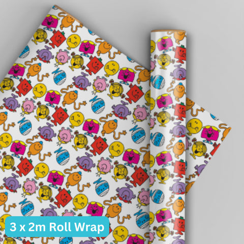 Mr Men & Little Miss 2m Roll Wrapping Paper - 3 Pack Bundle