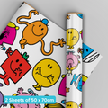 Mr Men & Little Miss Birthday Wrapping Paper 2 FOGLI 2 TAG, Prodotto con licenza ufficiale
