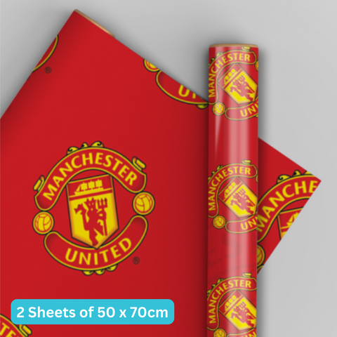 Manchester United Football Club Gift Wrap 2 Sheets & Tags