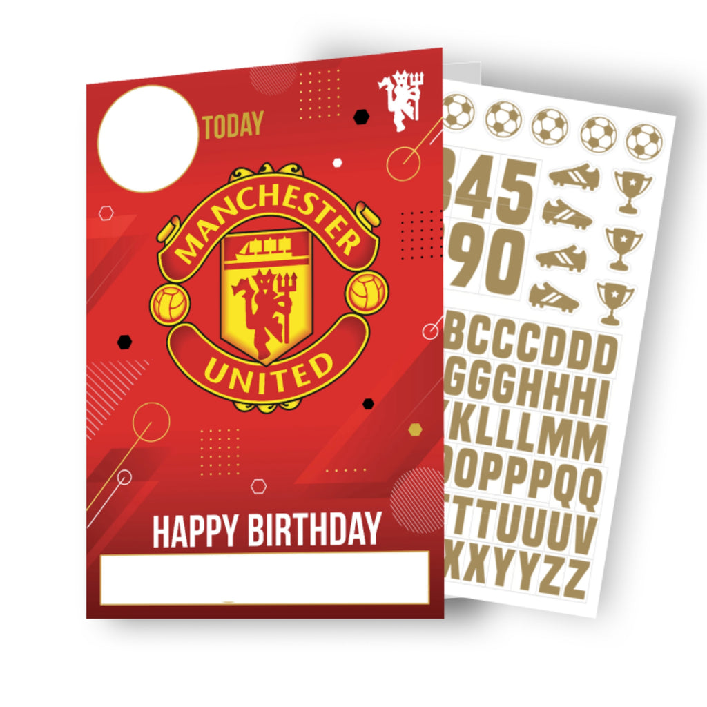 Manchester United FC Personalise Birthday Card With Sticker Sheet
