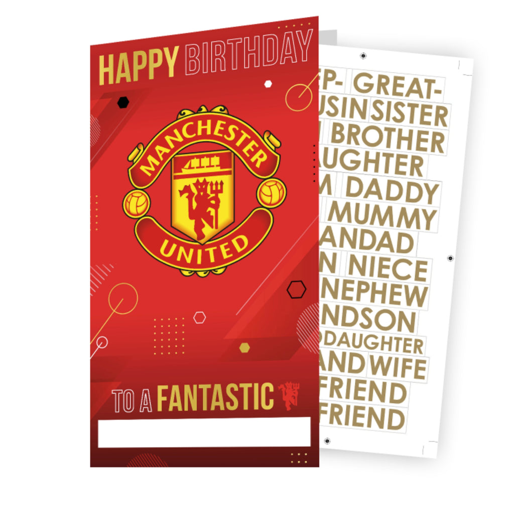 Manchester United FC Personalise Birthday Card With Sticker Sheet