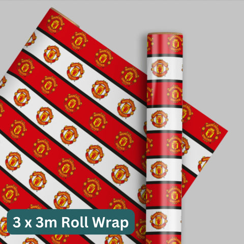 Manchester United FC 3m Roll Wrapping Paper - 3 Pack Bundle