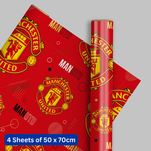 Manchester United FC 4 Sheets & 4 Tags Gift Wrap Bundle