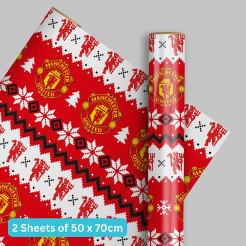 Manchester United FC Christmas Wrap 2 Sheet 2 Tag