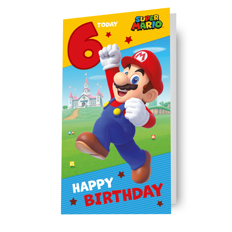 Super Mario Age 6 Birthday Card