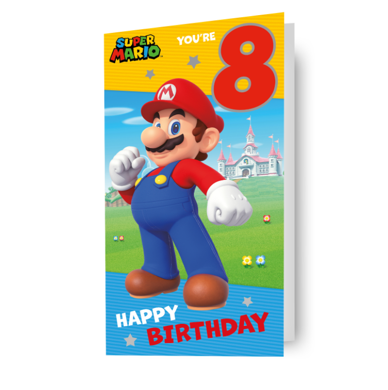 Super Mario 8 jaar verjaardagskaart