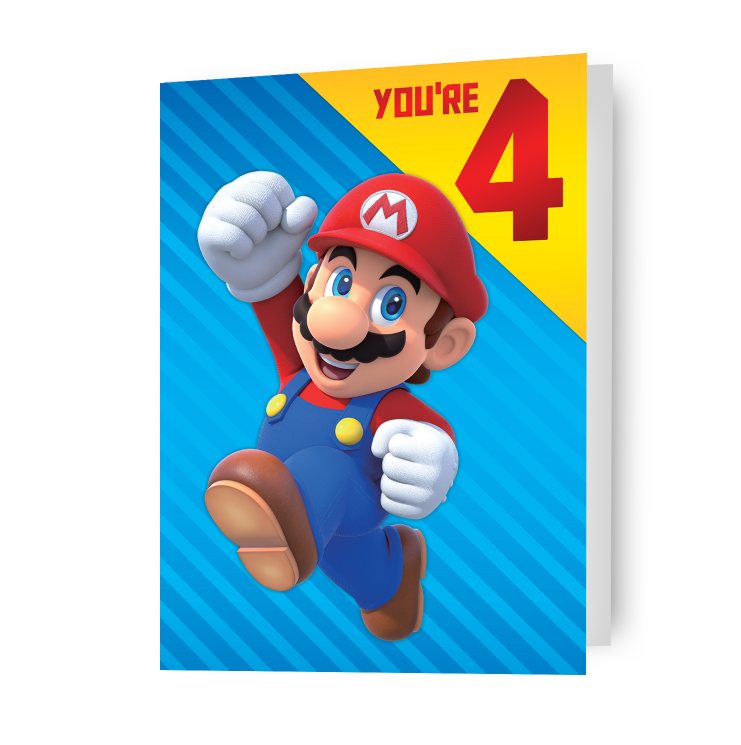 Super Mario Age 4 Birthday Card