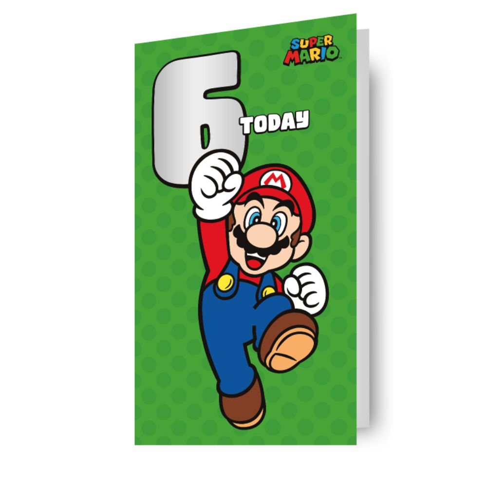 Super Mario Age 6 Birthday Card