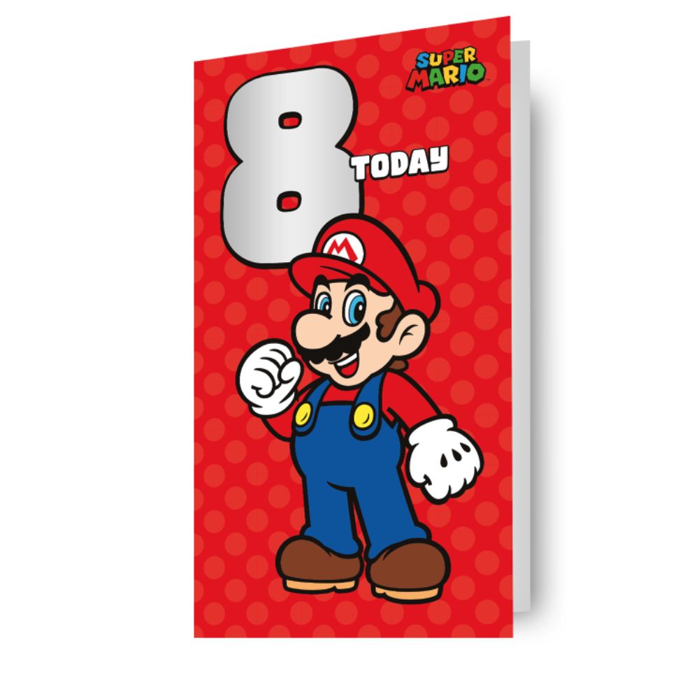 Super Mario Age 8 Birthday Card