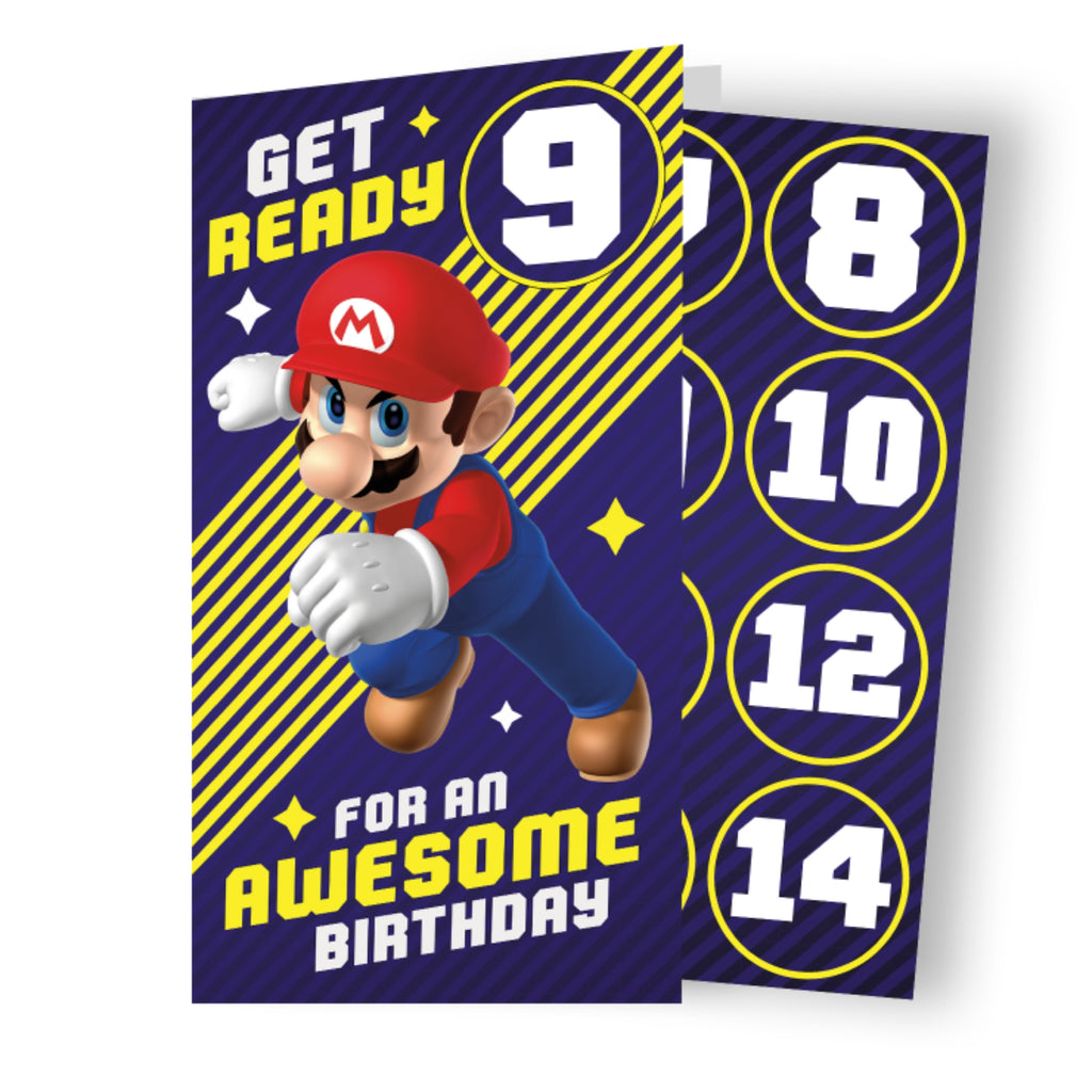 Super Mario Multi Ages 7-14 Sticker Birthday Card