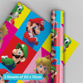 Carta da Regalo Super Mario 2 Fogli 2 Etichette, Prodotto Ufficiale