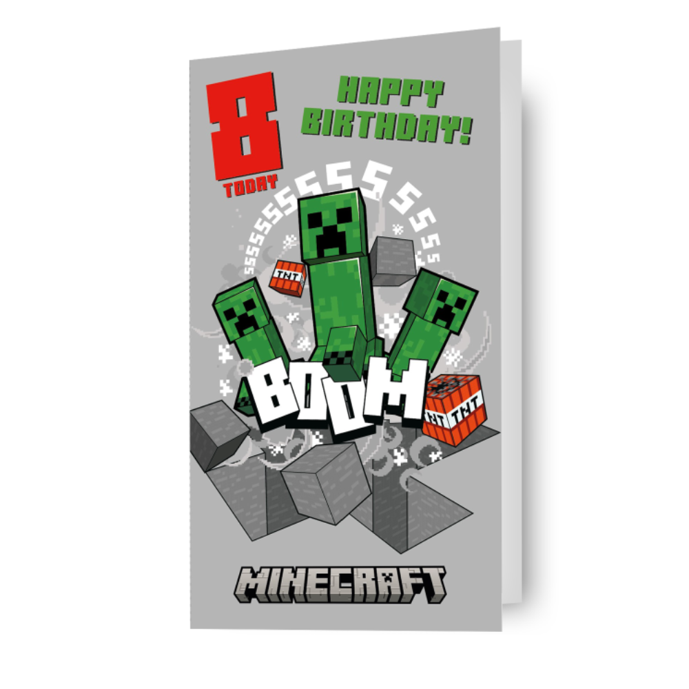 Biglietto fotografico personalizzato per il compleanno di Minecraft - Qualsiasi nome