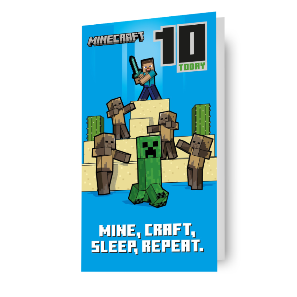 Minecraft 10e verjaardagskaart