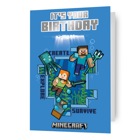 Biglietto fotografico personalizzato per il compleanno di Minecraft - Qualsiasi nome