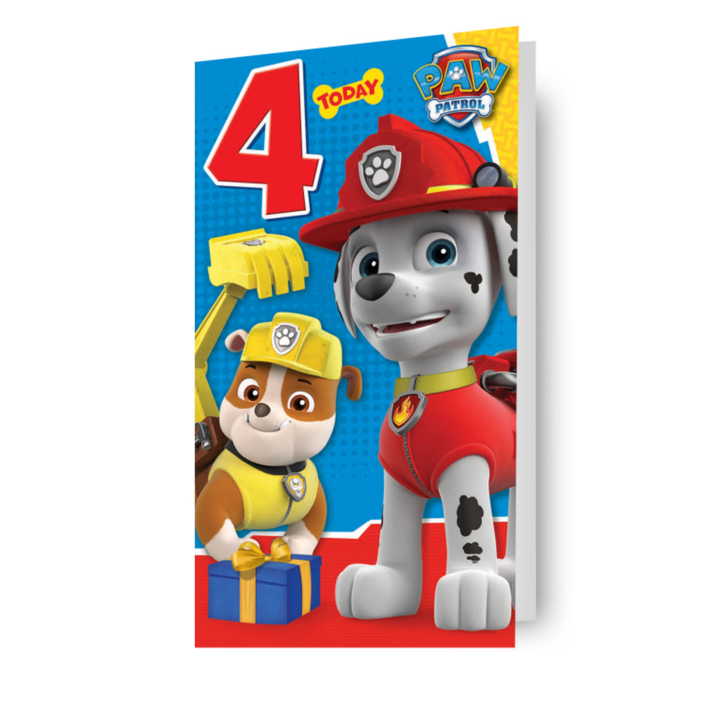 Paw Patrol Age 4 Birthday Card
