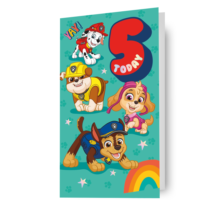 Paw Patrol Biglietto d'auguri per 5 anni