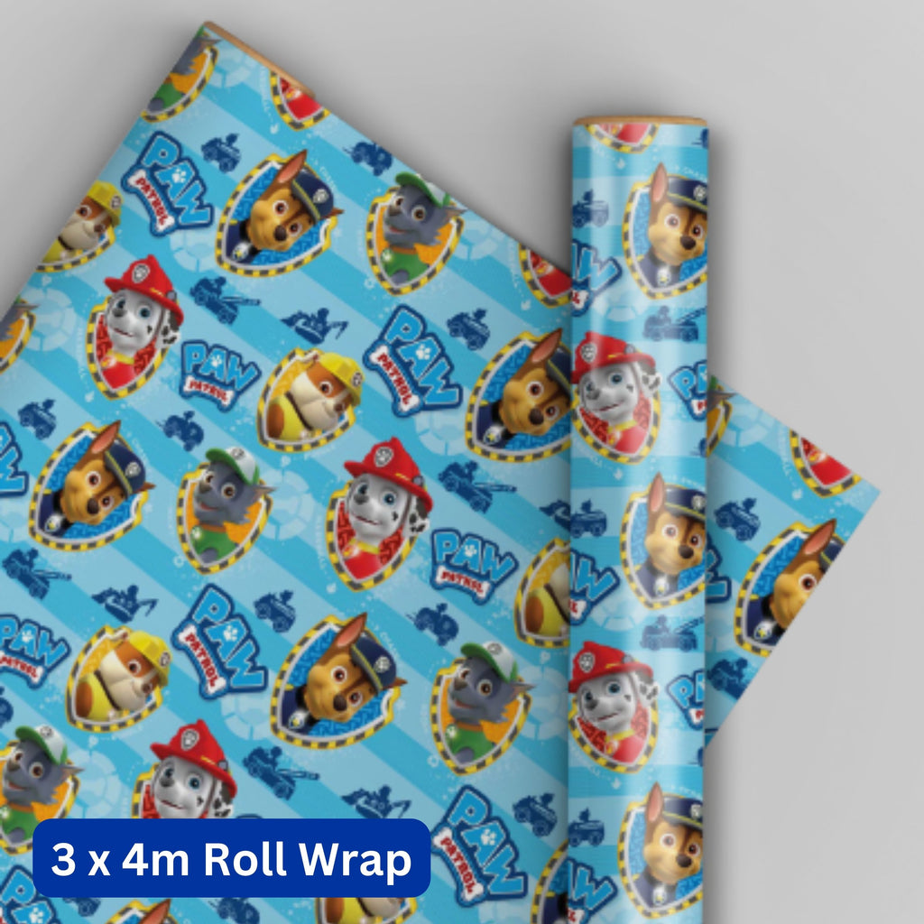 Paw Patrol 4m Roll Wrapping Paper - 3 Pack Bundle