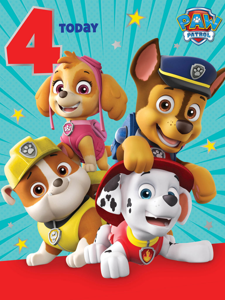 Paw Patrol Age 4 Birthday Card