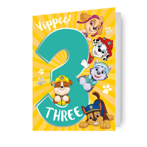Paw Patrol Age 3 Birthday Card
