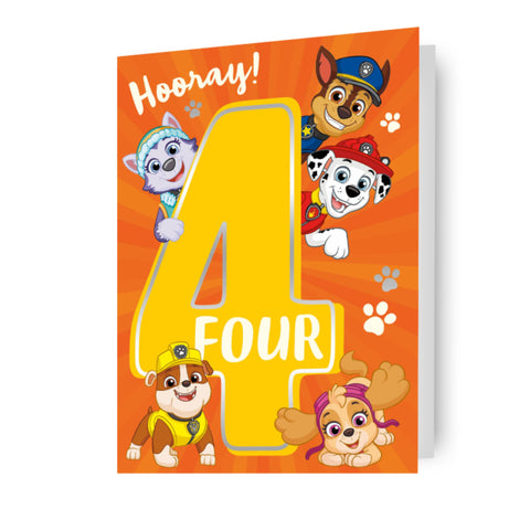 Paw Patrol Age 4 Birthday Card