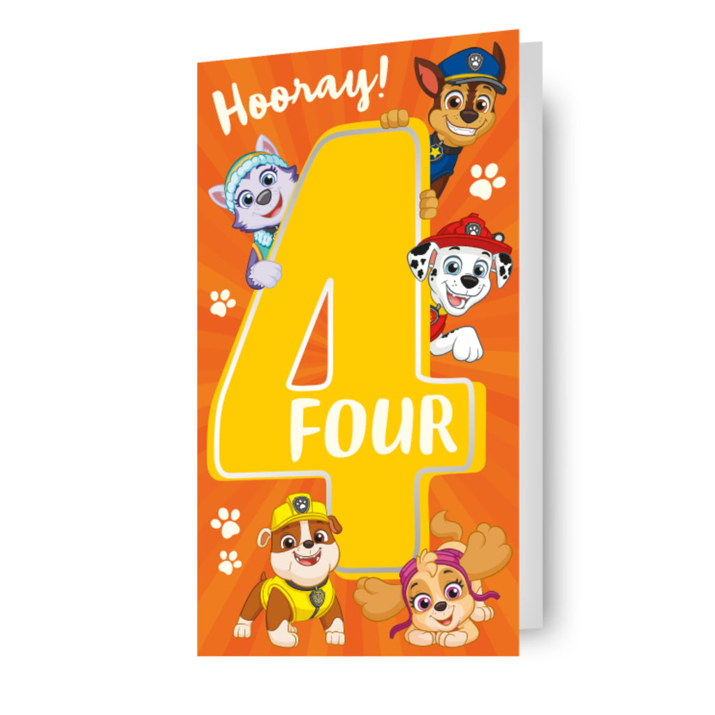 Paw Patrol Age 4 Birthday Card